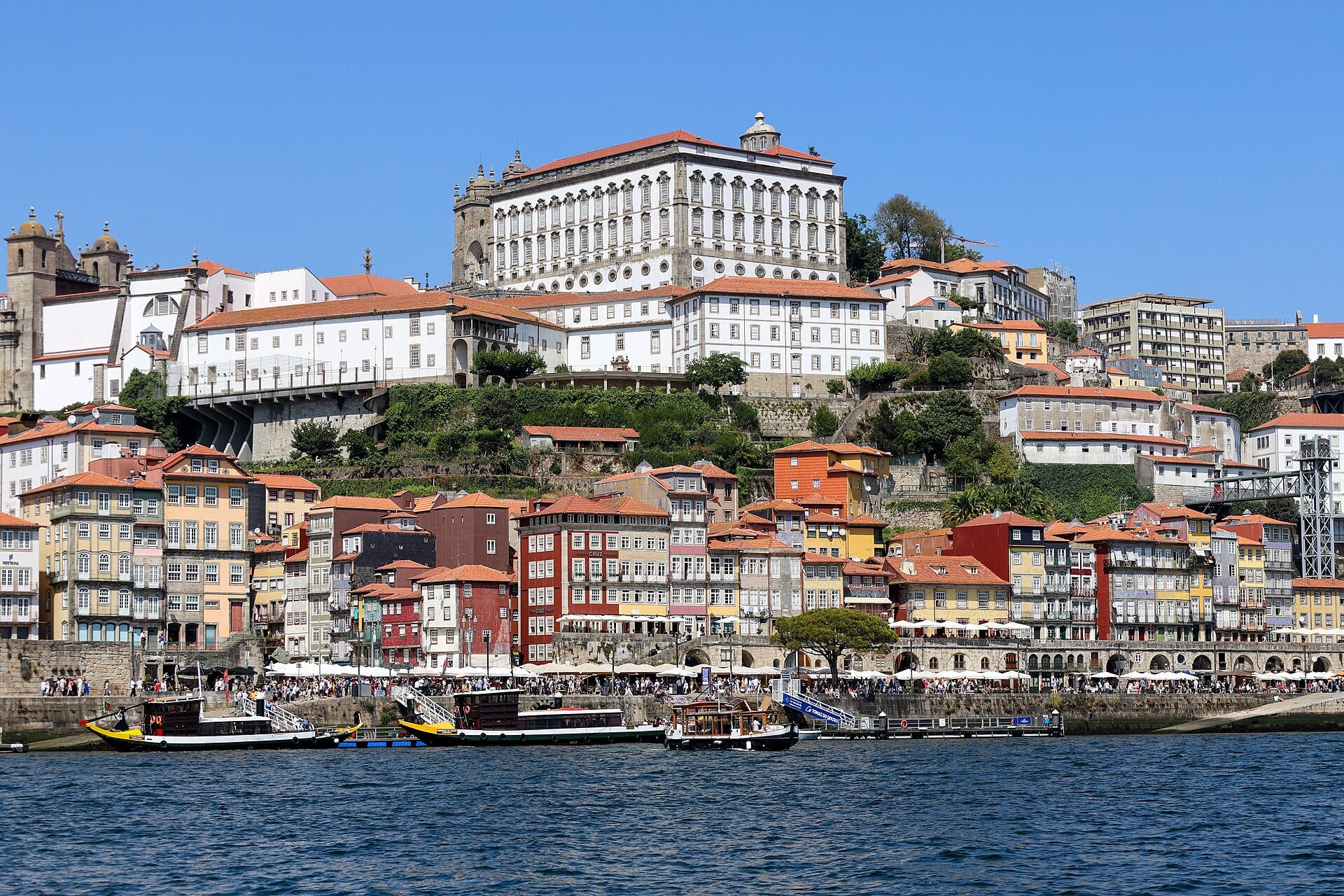 Kolorowe kamienice nad rzeką Douro w Porto